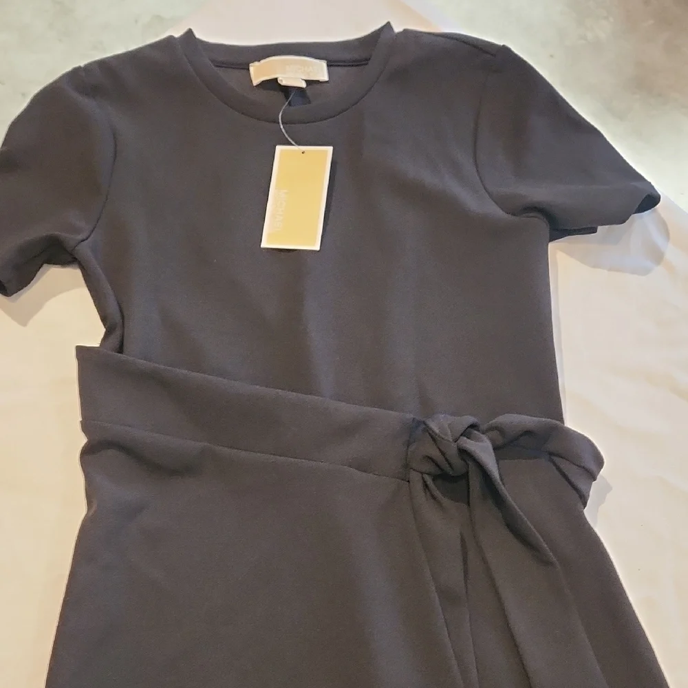 Michael Kors Black Tie-Waist Mini Dress